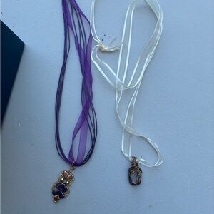 Elegant Purple and White Pendant Necklace Set